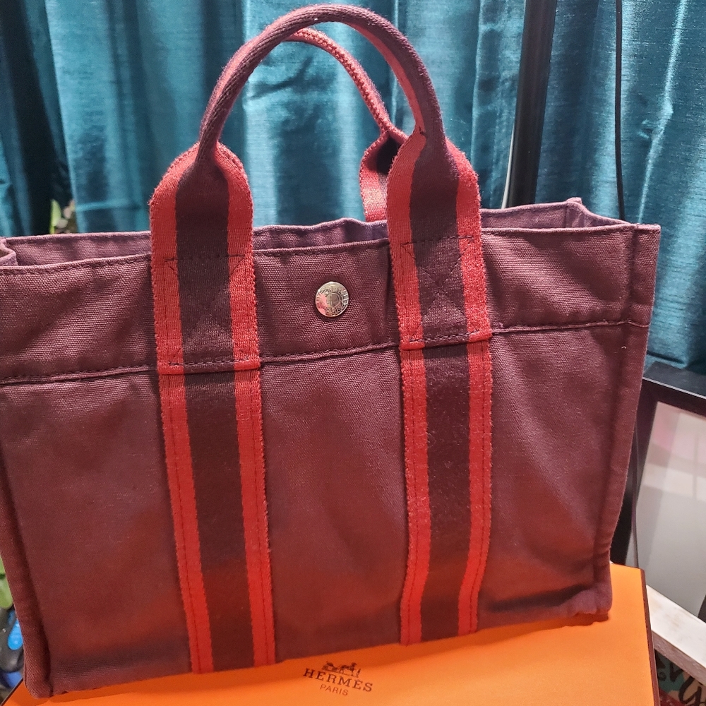 Hermès Fourre Tout PM,Tote Bag Purple Canvas - Picture 2 of 11